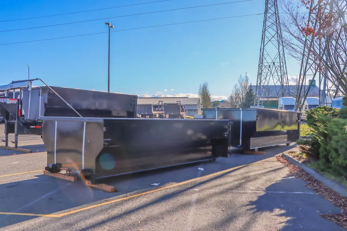 Roll-off dumpster ready for waste disposal at job site for Construction Dumpster Rental in Smithfield